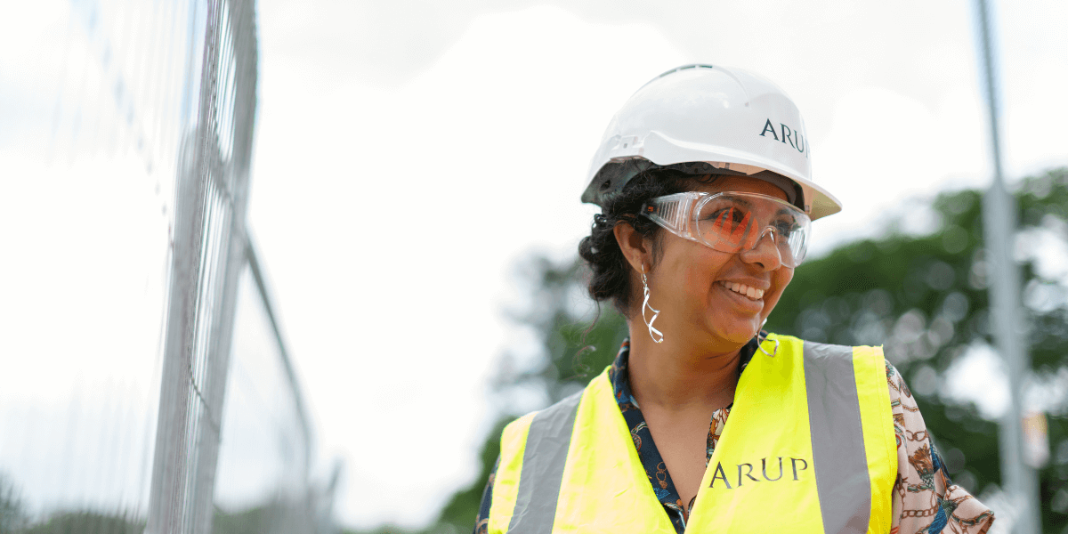 female construction worker with protective apparel